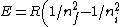 E=R\left(1/n_f^2 - 1/n_i^2 \right)
